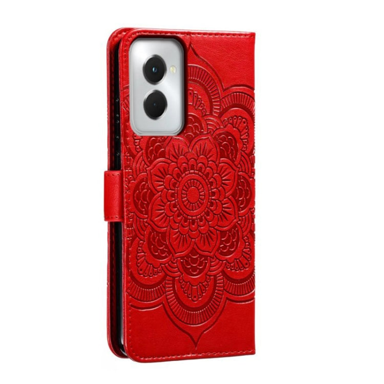 For Motorola Moto G Power 5G 2024 Sun Mandala Embossing Pattern Phone Leather Case(Red)