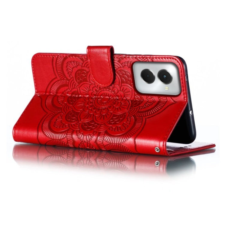 For Motorola Moto G Power 5G 2024 Sun Mandala Embossing Pattern Phone Leather Case(Red)