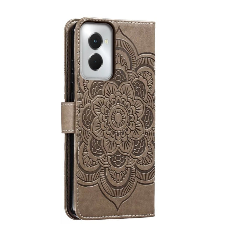 For Motorola Moto G Power 5G 2024 Sun Mandala Embossing Pattern Phone Leather Case(Grey)