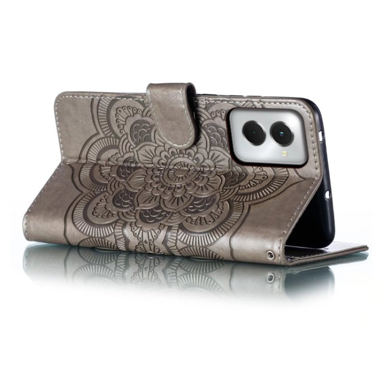 For Motorola Moto G Power 5G 2024 Sun Mandala Embossing Pattern Phone Leather Case(Grey)