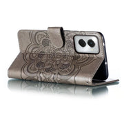 For Motorola Moto G Power 5G 2024 Sun Mandala Embossing Pattern Phone Leather Case(Grey)