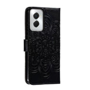 For Motorola Moto G Power 5G 2024 Sun Mandala Embossing Pattern Phone Leather Case(Black)