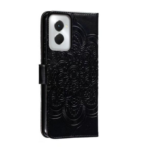 For Motorola Moto G Power 5G 2024 Sun Mandala Embossing Pattern Phone Leather Case(Black)