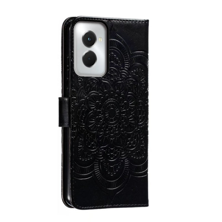 For Motorola Moto G Power 5G 2024 Sun Mandala Embossing Pattern Phone Leather Case(Black)