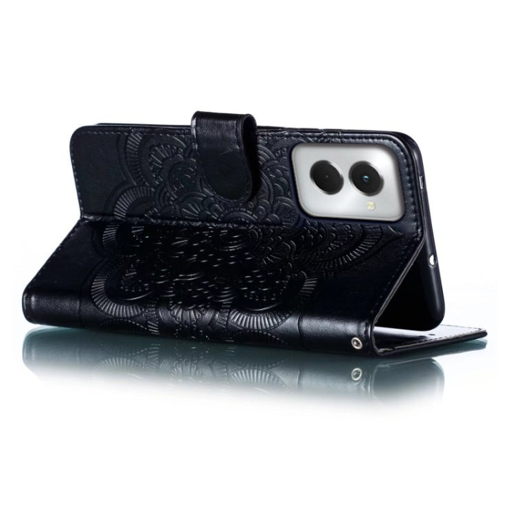 For Motorola Moto G Power 5G 2024 Sun Mandala Embossing Pattern Phone Leather Case(Black)