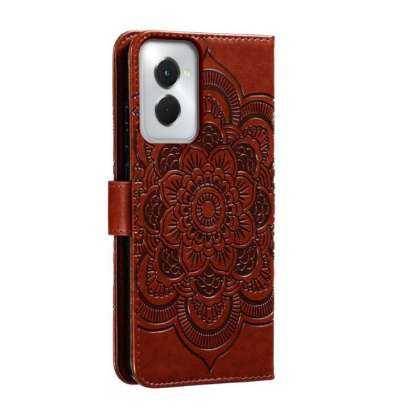 For Motorola Moto G Power 5G 2024 Sun Mandala Embossing Pattern Phone Leather Case(Brown)