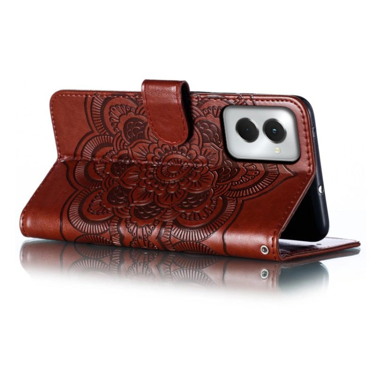 For Motorola Moto G Power 5G 2024 Sun Mandala Embossing Pattern Phone Leather Case(Brown)