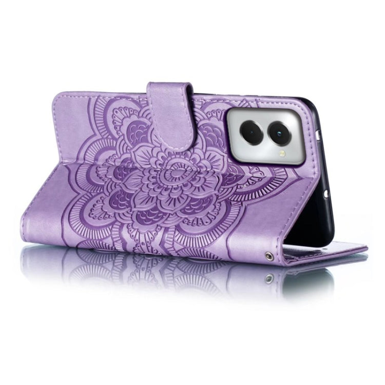 For Motorola Moto G Power 5G 2024 Sun Mandala Embossing Pattern Phone Leather Case(Purple)