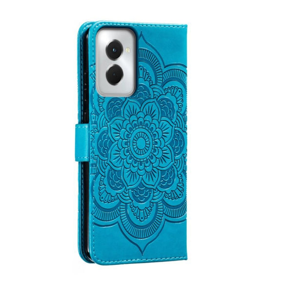 For Motorola Moto G Power 5G 2024 Sun Mandala Embossing Pattern Phone Leather Case(Blue)