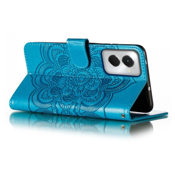 For Motorola Moto G Power 5G 2024 Sun Mandala Embossing Pattern Phone Leather Case(Blue)