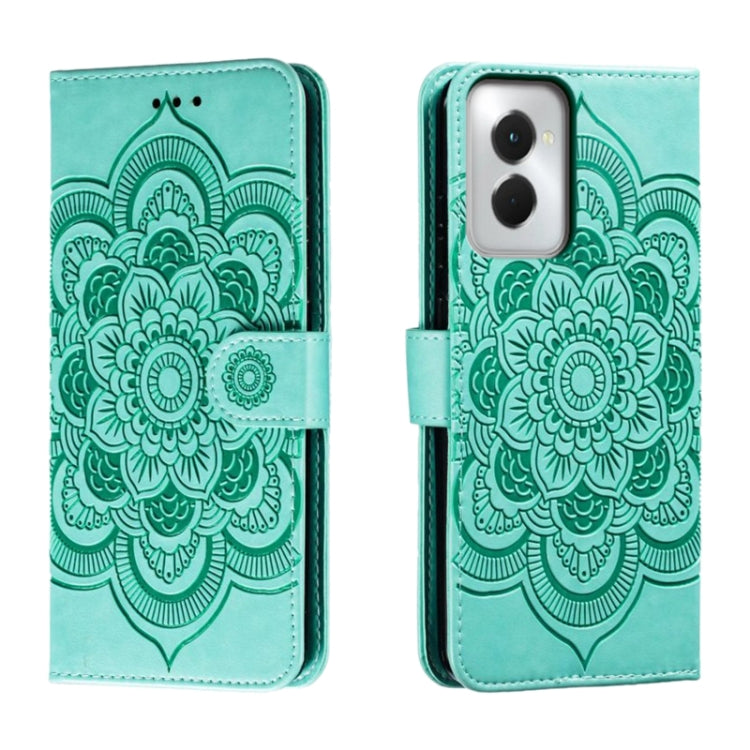 For Motorola Moto G Power 5G 2024 Sun Mandala Embossing Pattern Phone Leather Case(Green)