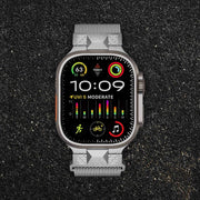 For Apple Watch Series 4 44mm Mecha Style Milanese Metal Watch Band(Titanium Silver)
