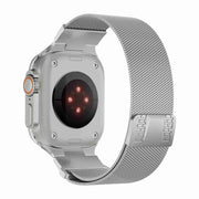 For Apple Watch Series 2 42mm Mecha Style Milanese Metal Watch Band(Titanium Silver)