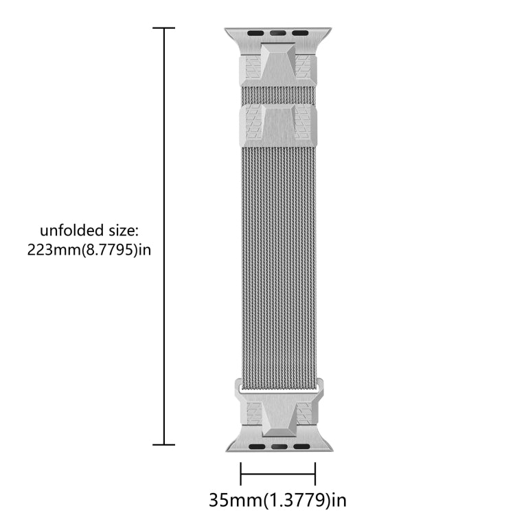 For Apple Watch 42mm Mecha Style Milanese Metal Watch Band(Titanium Silver)