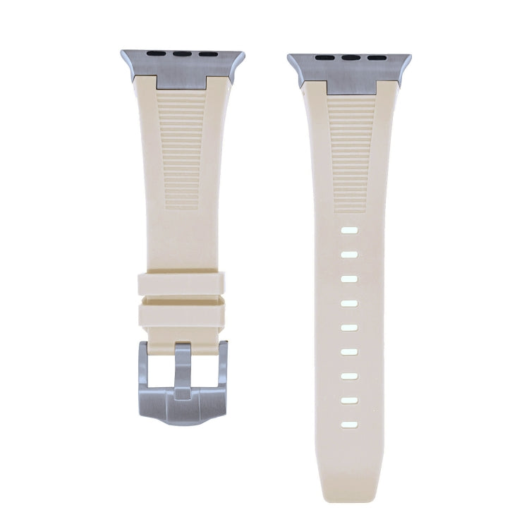 For Apple Watch Ultra 2 49mm Loners Liquid Silicone Watch Band(Titanium Starlight)