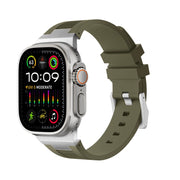 For Apple Watch Ultra 2 49mm Loners Liquid Silicone Watch Band(Silver Green)