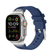 For Apple Watch Ultra 49mm Loners Liquid Silicone Watch Band(Silver Midnight Blue)