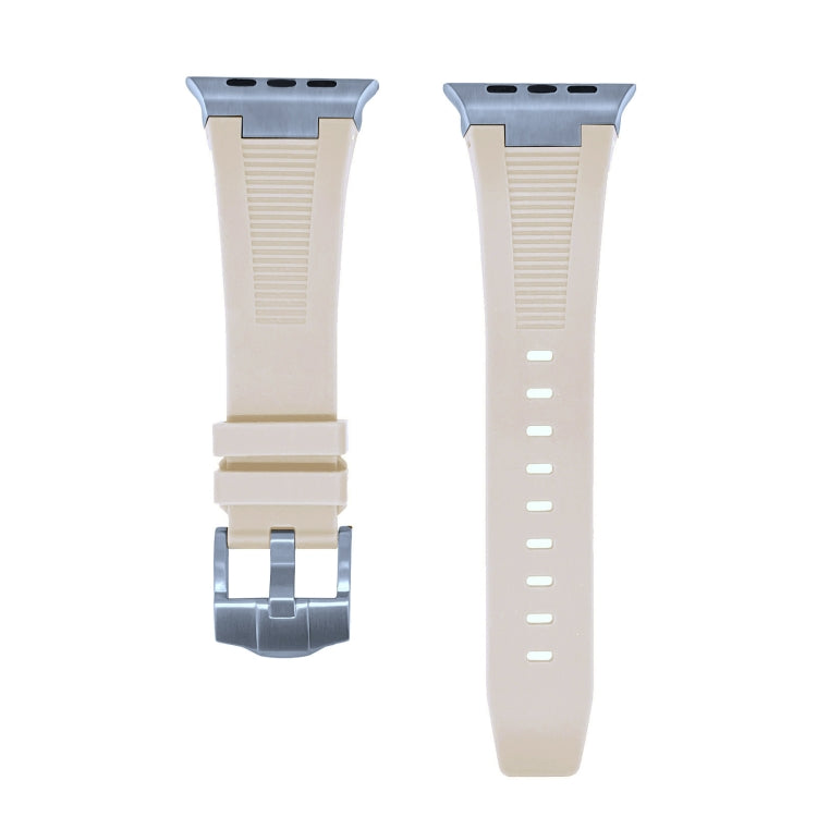 For Apple Watch Ultra 49mm Loners Liquid Silicone Watch Band(Silver Starlight)