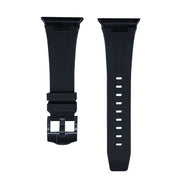 For Apple Watch SE 44mm Loners Liquid Silicone Watch Band(Black Black)