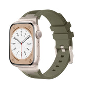 For Apple Watch SE 44mm Loners Liquid Silicone Watch Band(Titanium Green)