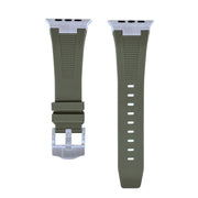 For Apple Watch SE 44mm Loners Liquid Silicone Watch Band(Titanium Green)