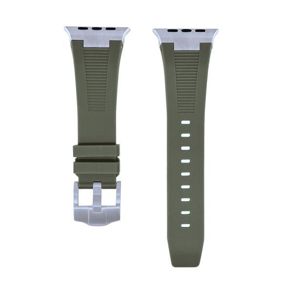 For Apple Watch SE 44mm Loners Liquid Silicone Watch Band(Titanium Green)