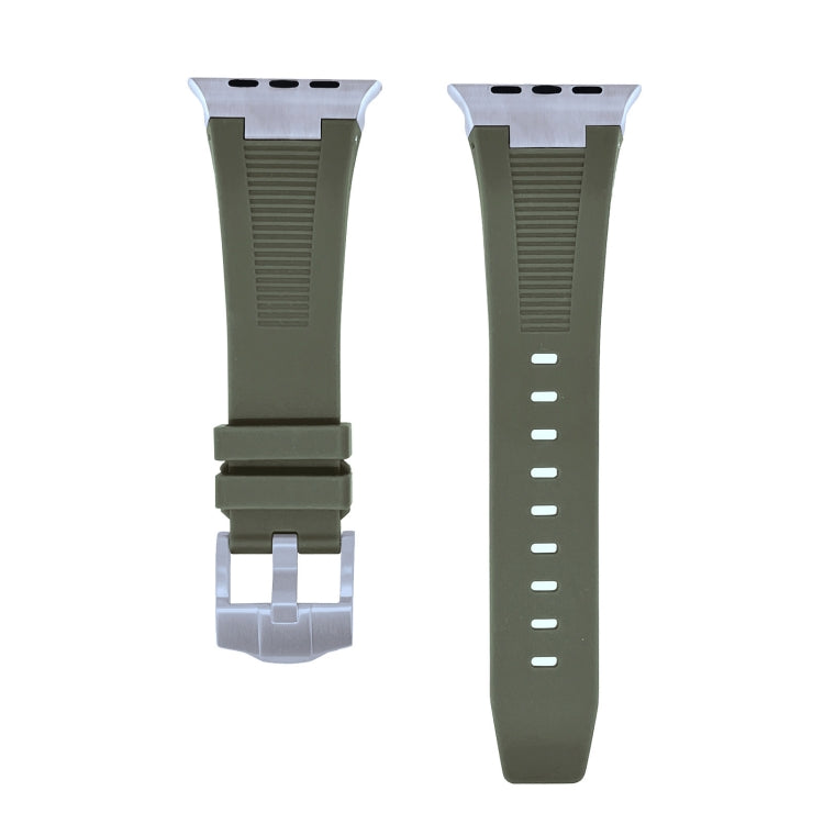 For Apple Watch SE 44mm Loners Liquid Silicone Watch Band(Titanium Green)