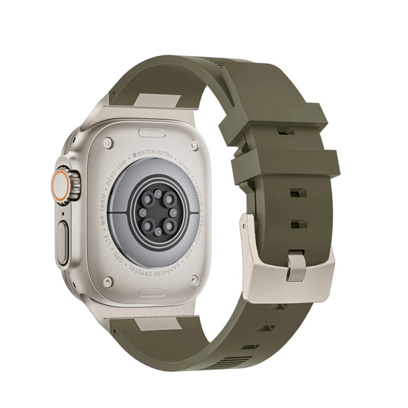 For Apple Watch SE 44mm Loners Liquid Silicone Watch Band(Titanium Green)