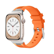 For Apple Watch SE 44mm Loners Liquid Silicone Watch Band(Sliver Orange)