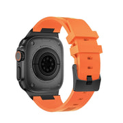 For Apple Watch Series 6 44mm Loners Liquid Silicone Watch Band(Black Orange)
