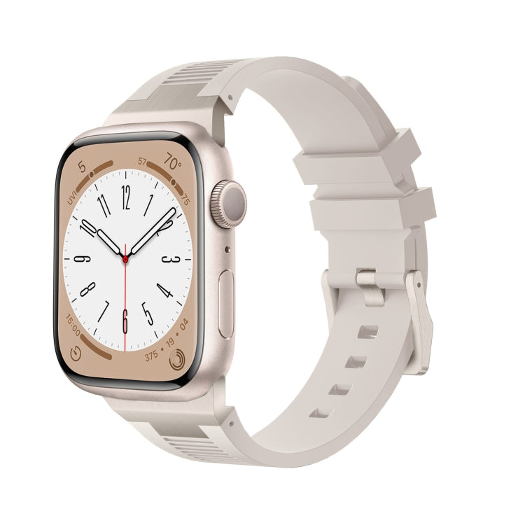 For Apple Watch Series 6 44mm Loners Liquid Silicone Watch Band(Titanium Starlight)