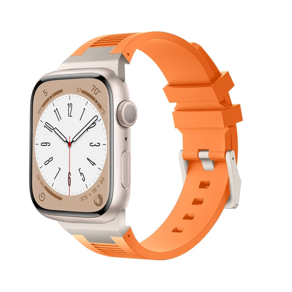 For Apple Watch Series 5 44mm Loners Liquid Silicone Watch Band(Titanium Orange)