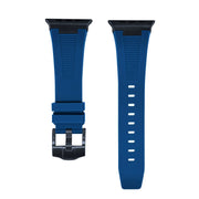 For Apple Watch Series 3 42mm Loners Liquid Silicone Watch Band(Black Midnight Blue)