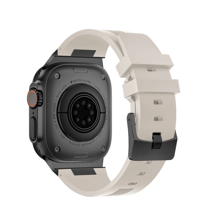For Apple Watch Series 3 42mm Loners Liquid Silicone Watch Band(Black Starlight)
