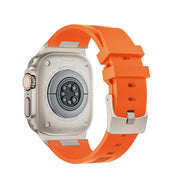 For Apple Watch Series 2 42mm Loners Liquid Silicone Watch Band(Titanium Orange)