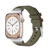 For Apple Watch Series 2 42mm Loners Liquid Silicone Watch Band(Silver Green)