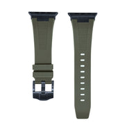 For Apple Watch 42mm Loners Liquid Silicone Watch Band(Black Green)