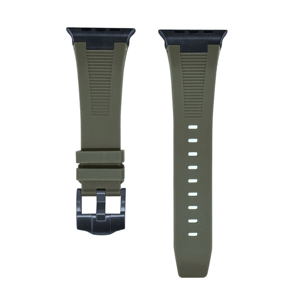 For Apple Watch 42mm Loners Liquid Silicone Watch Band(Black Green)