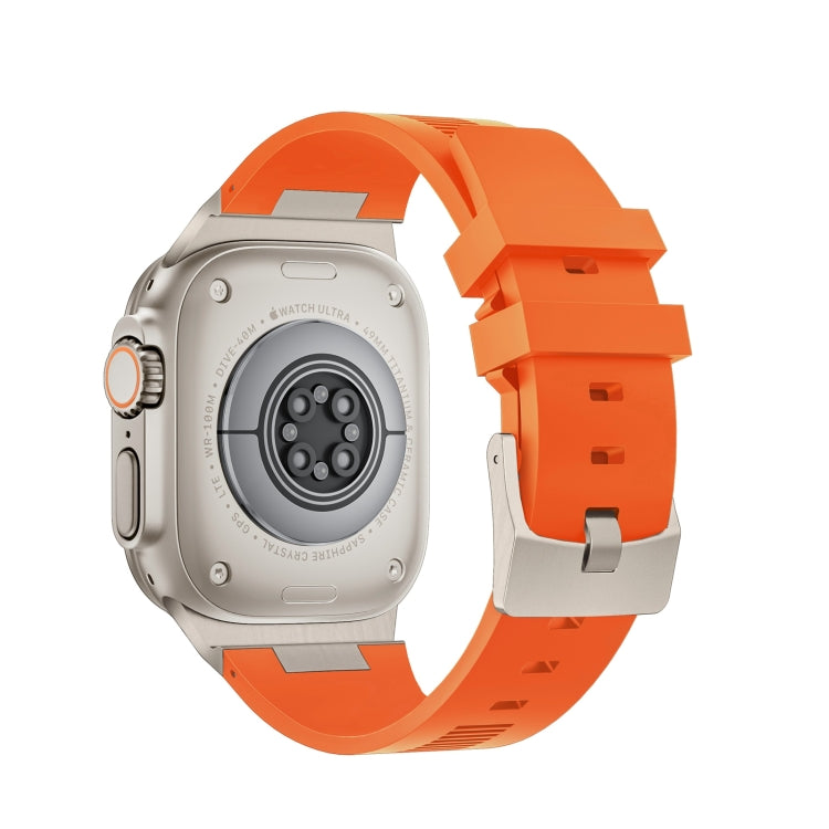 For Apple Watch 42mm Loners Liquid Silicone Watch Band(Titanium Orange)