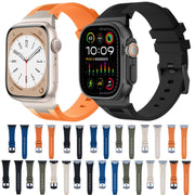 For Apple Watch SE 44mm Loners Liquid Silicone Watch Band(Silver Black)
