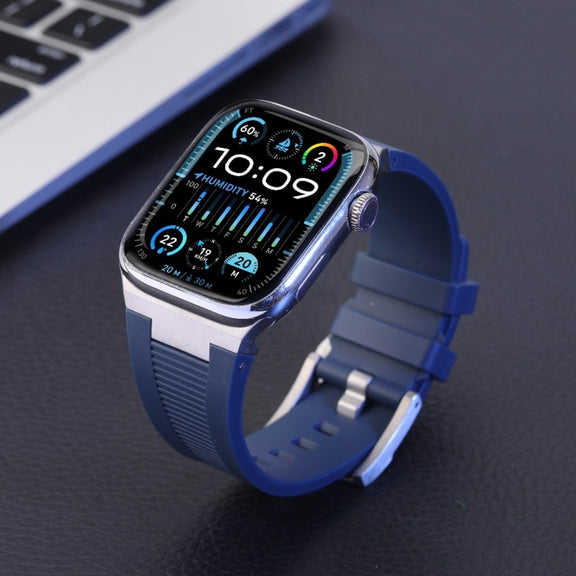 For Apple Watch Series 7 45mm Loners Liquid Silicone Watch Band(Silver Starlight)