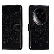 For Xiaomi 14 Ultra Sun Mandala Embossing Pattern Phone Leather Case(Black)