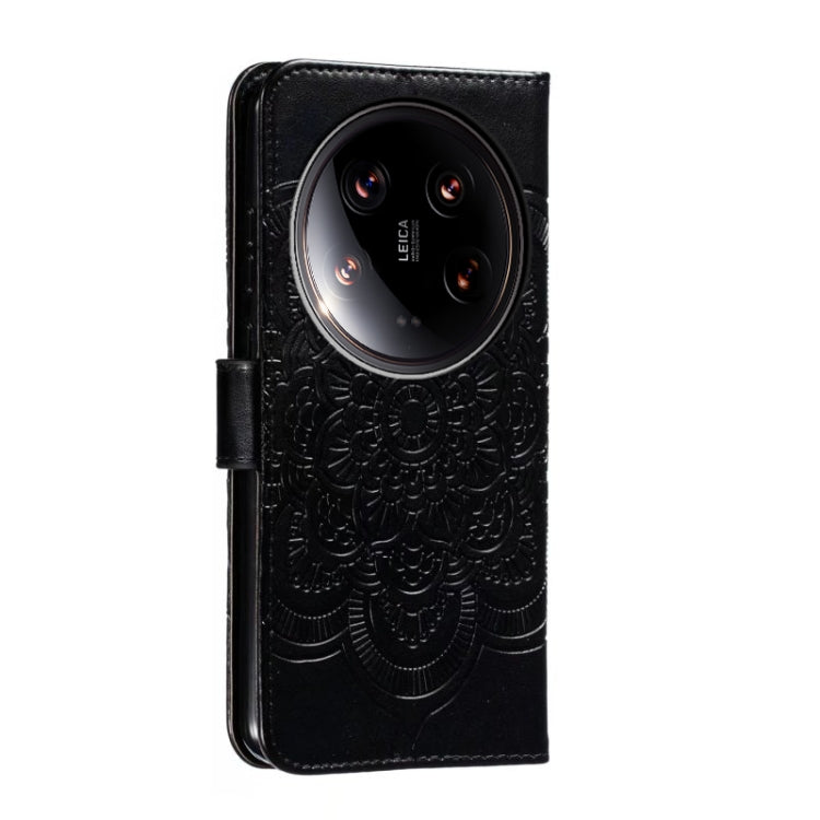 For Xiaomi 14 Ultra Sun Mandala Embossing Pattern Phone Leather Case(Black)
