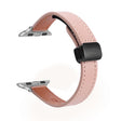 For Apple Watch SE 40mm Slim Magnetic Buckle Genuine Leather Watch Band(Plain Pink) - Watch Bands by PMC TechLife | Online Shopping South Africa | PMC TechLife
