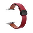 For Apple Watch SE 44mm Slim Magnetic Buckle Genuine Leather Watch Band(Plain Wine Red) - Watch Bands by PMC TechLife | Online Shopping South Africa | PMC TechLife