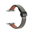 For Apple Watch SE 44mm Slim Magnetic Buckle Genuine Leather Watch Band(Plain Avocado Green) - Watch Bands by PMC TechLife | Online Shopping South Africa | PMC TechLife