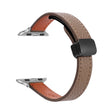 For Apple Watch 42mm Slim Magnetic Buckle Genuine Leather Watch Band(Litchi Coffee) - Watch Bands by PMC TechLife | Online Shopping South Africa | PMC TechLife