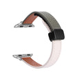For Apple Watch 38mm Slim Magnetic Buckle Genuine Leather Watch Band(Plain Beige Green) - Watch Bands by PMC TechLife | Online Shopping South Africa | PMC TechLife