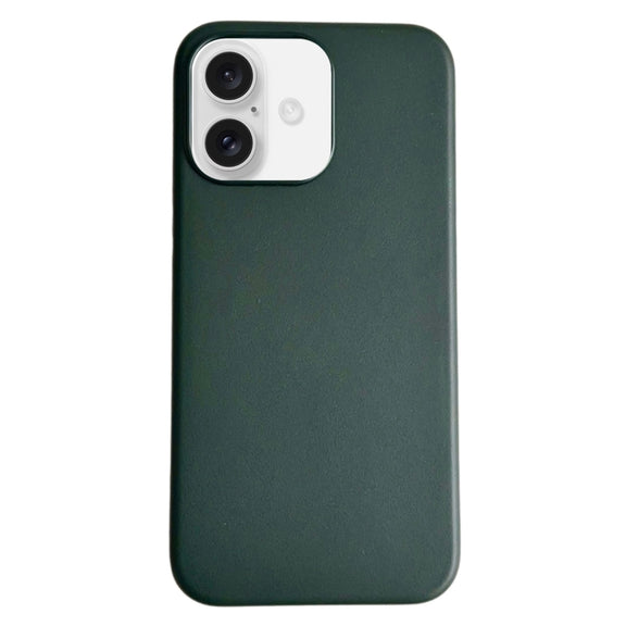 For iPhone 16 Pure Color Leather Magsafe Magnetic Phone Case(Dark Green)