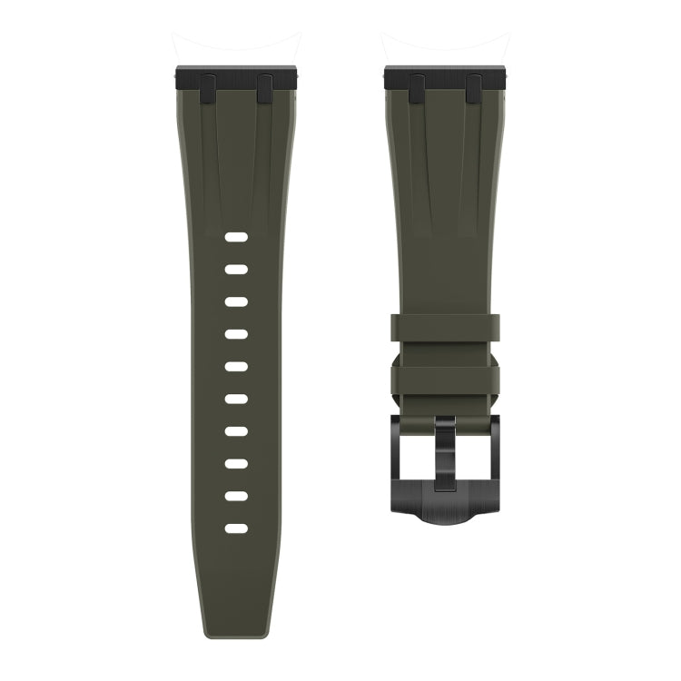 20mm Flat Head Silicone Watch Band(Black Green)